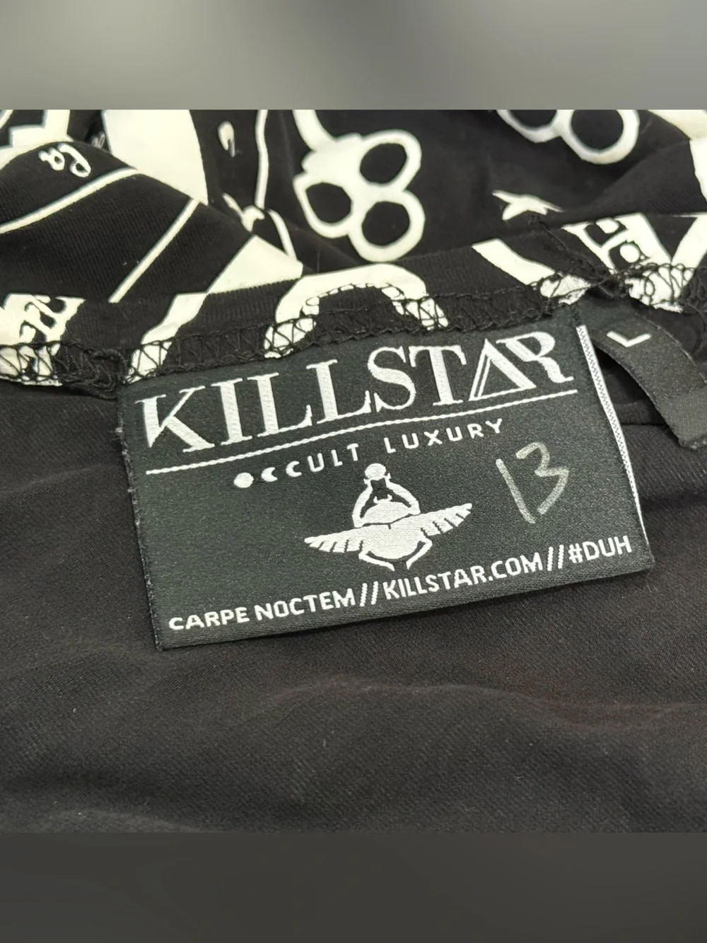 Discontinued Killstar Maxi Skirt - Black and White Occult Print - L